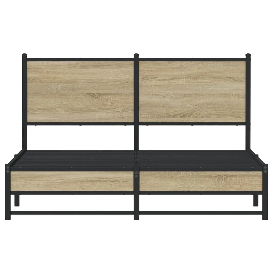 Cadre de lit en métal sans matelas chêne sonoma 140x190 cm - 5