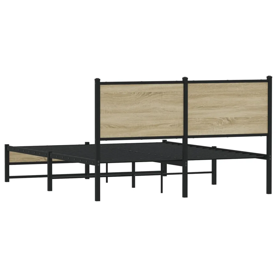 Cadre de lit en métal sans matelas chêne sonoma 140x190 cm - 7