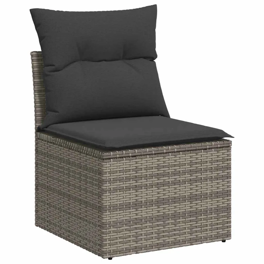 Salon de jardin avec coussins 7 pcs gris clair résine tressée - 5