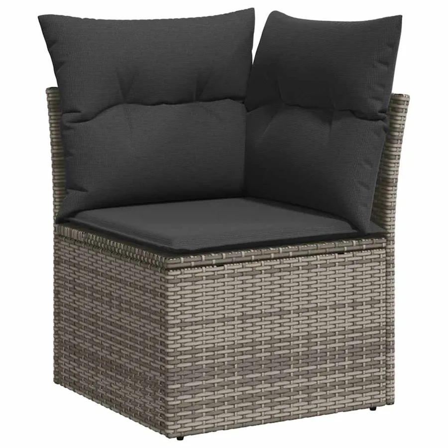 Salon de jardin avec coussins 7 pcs gris clair résine tressée - 6