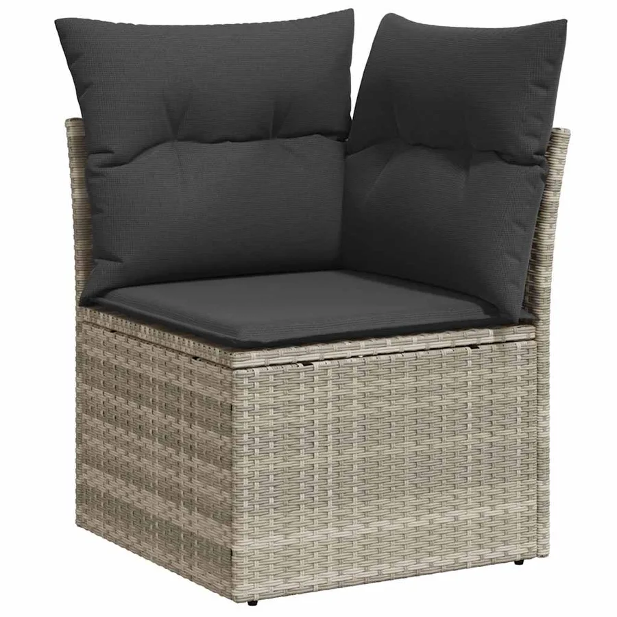 Salon de jardin 5 pcs avec coussins gris clair résine tressée - 4
