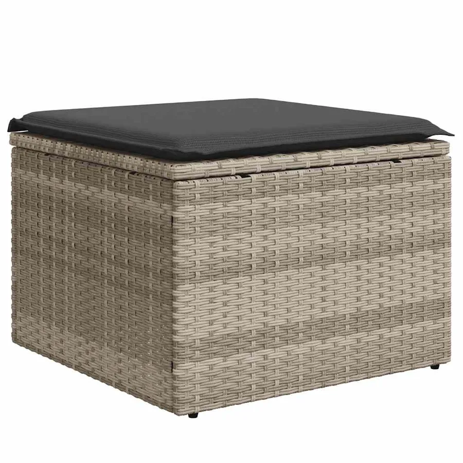 Salon de jardin 9 pcs avec coussins gris clair résine tressée - 7