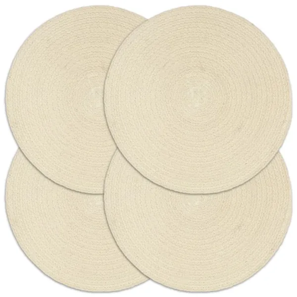 Napperons 4 pcs Naturel Plain 38 cm Rond Coton