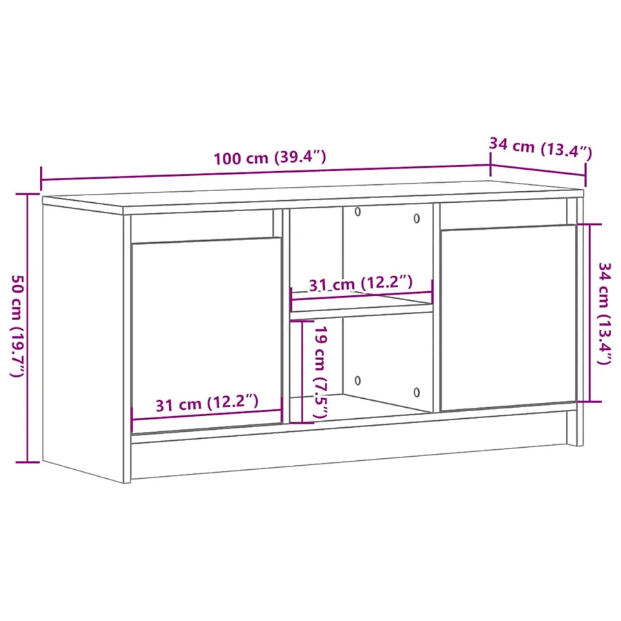 Meuble TV avec LED gris béton 100x34x50 cm bois d'ingénierie - 14