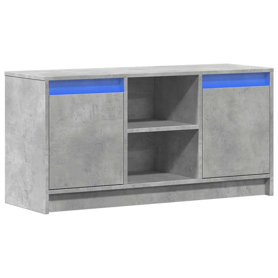 Meuble TV avec LED gris béton 100x34x50 cm bois d'ingénierie - 3