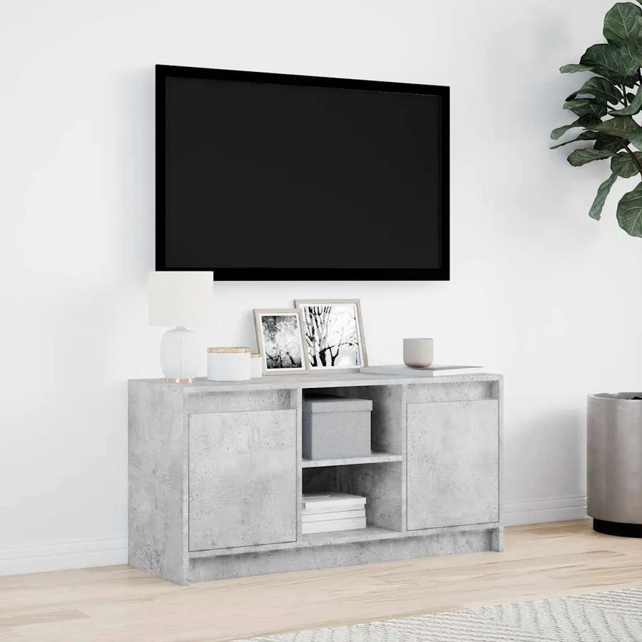 Meuble TV avec LED gris béton 100x34x50 cm bois d'ingénierie - 4