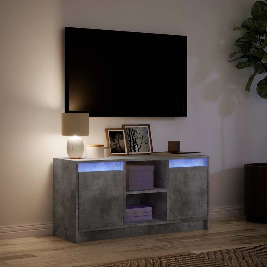 Meuble TV avec LED gris béton 100x34x50 cm bois d'ingénierie - 5