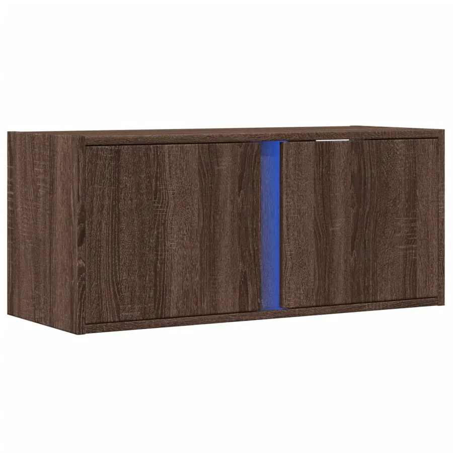 Meuble TV mural avec lumières LED chêne marron 80x31x35 cm - 3