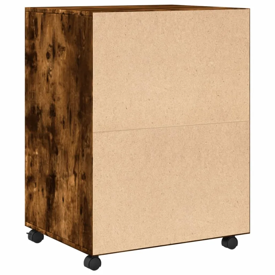 Armoire à roulettes chêne fumé 60x48x81 cm bois d'ingénierie - 6