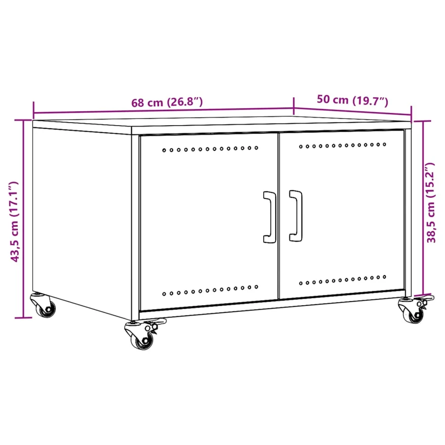 Table basse blanc 68x50x43,5 cm acier - 13