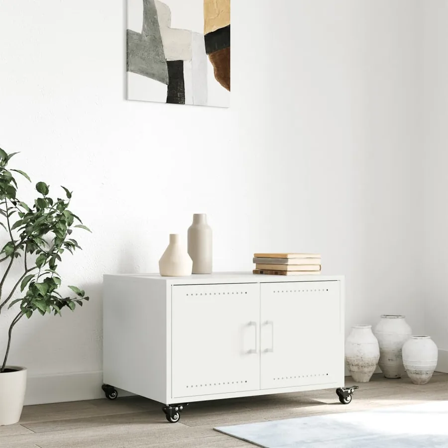 Table basse blanc 68x50x43,5 cm acier - 3