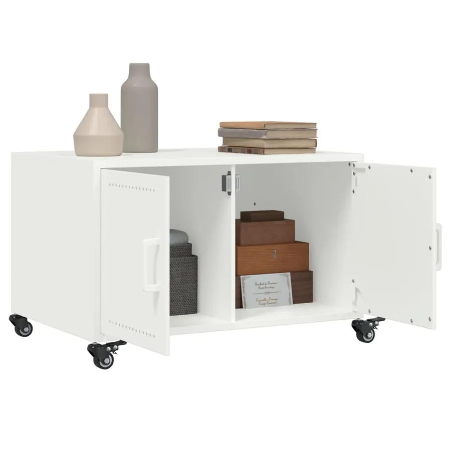 Table basse blanc 68x50x43,5 cm acier - 4