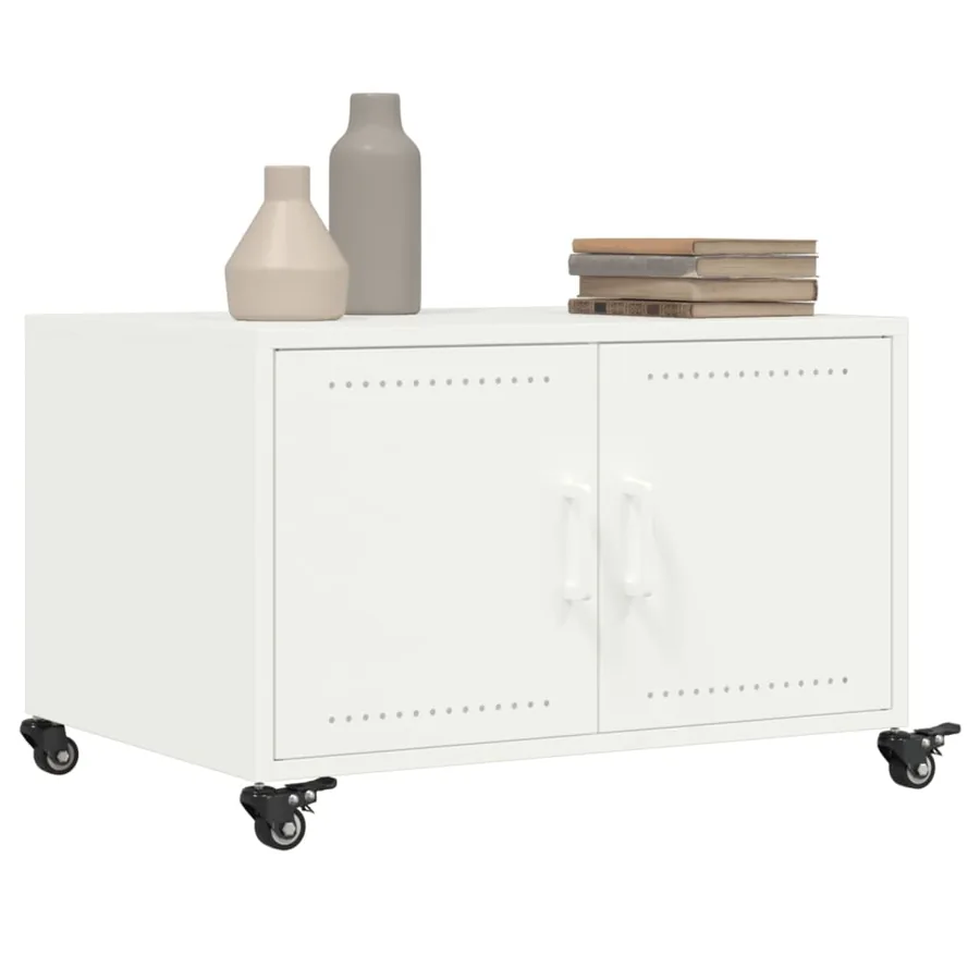 Table basse blanc 68x50x43,5 cm acier - 5