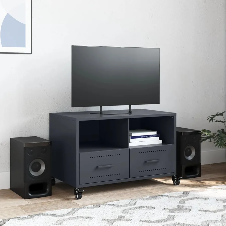 Meuble TV anthracite 68x39x43,5 cm acier - 3