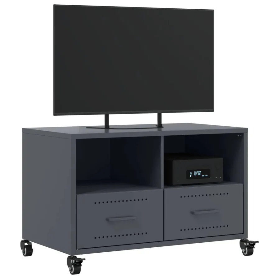 Meuble TV anthracite 68x39x43,5 cm acier - 4