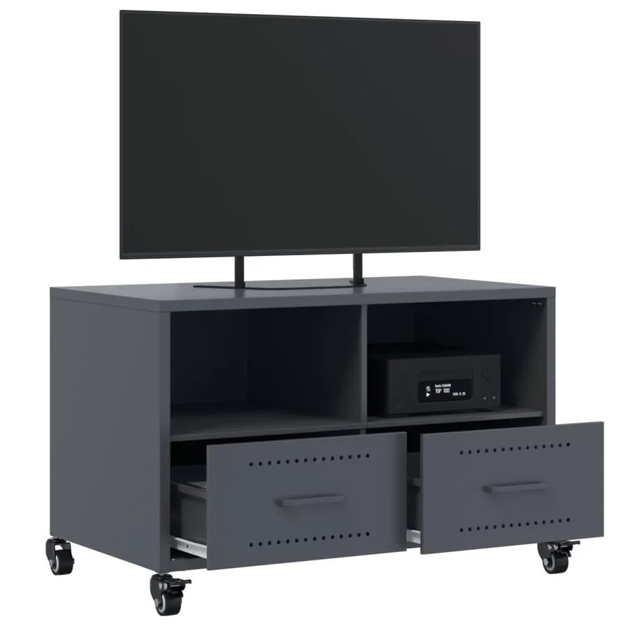 Meuble TV anthracite 68x39x43,5 cm acier - 5