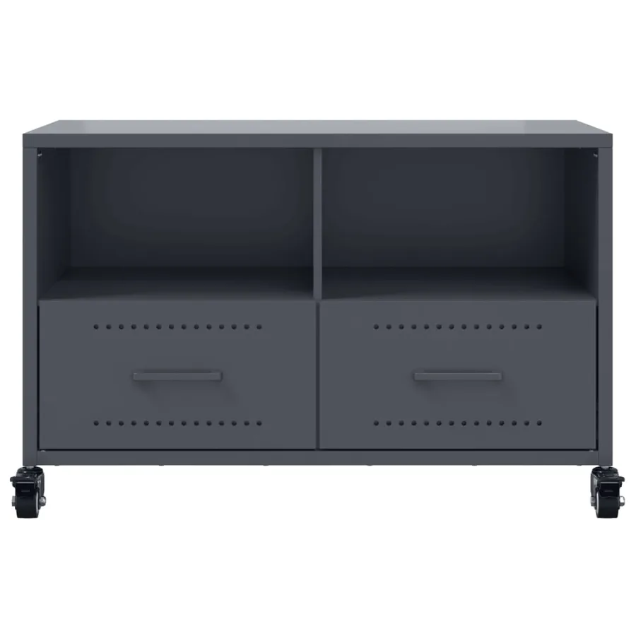 Meuble TV anthracite 68x39x43,5 cm acier - 6