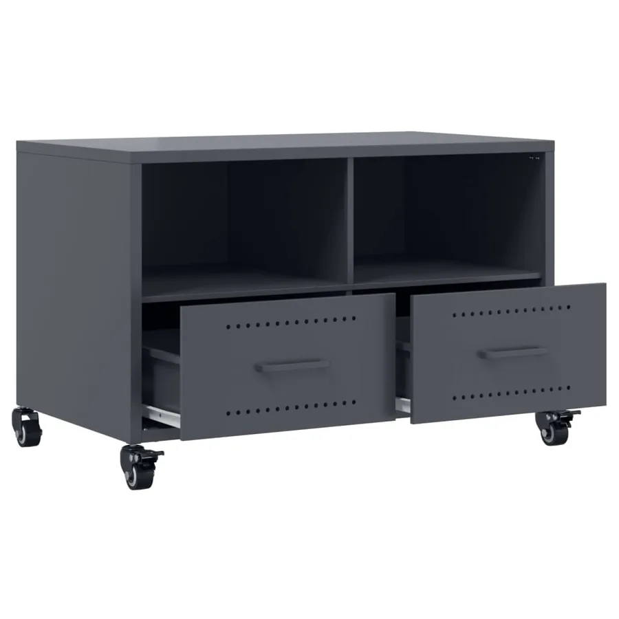 Meuble TV anthracite 68x39x43,5 cm acier - 9