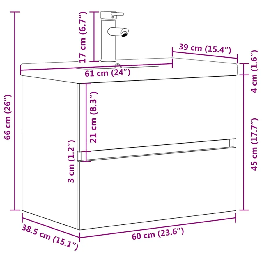 Ensemble de meubles de salle de bain 2 pcs gris béton - 11