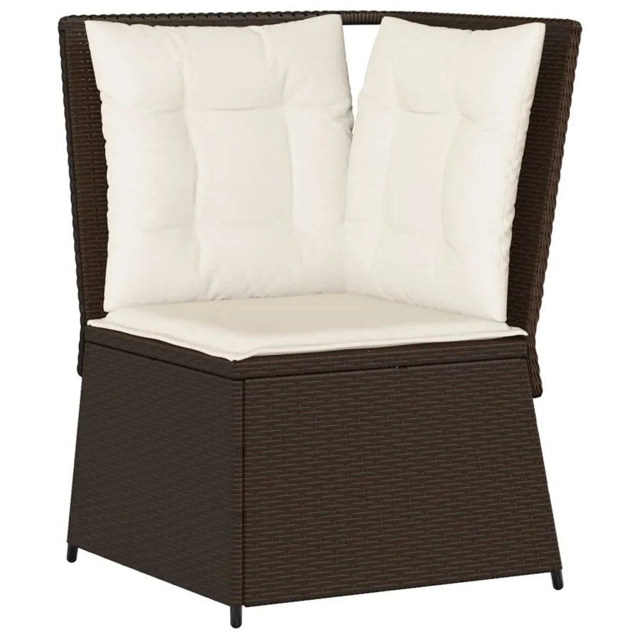 Salon de jardin 5 pcs avec coussins Marron Résine tressée - 5