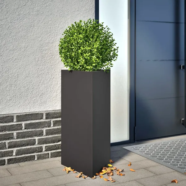 Jardinières 2 pcs noir triangulaire 40x34,5x75 cm acier