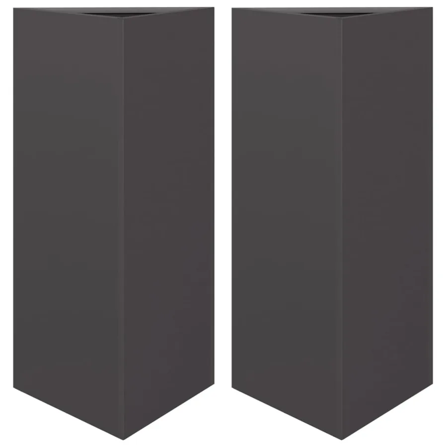 Jardinières 2 pcs noir triangulaire 40x34,5x75 cm acier - 2