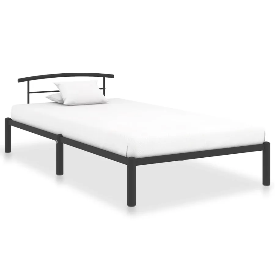 Cadre de lit sans matelas noir métal 90x200 cm