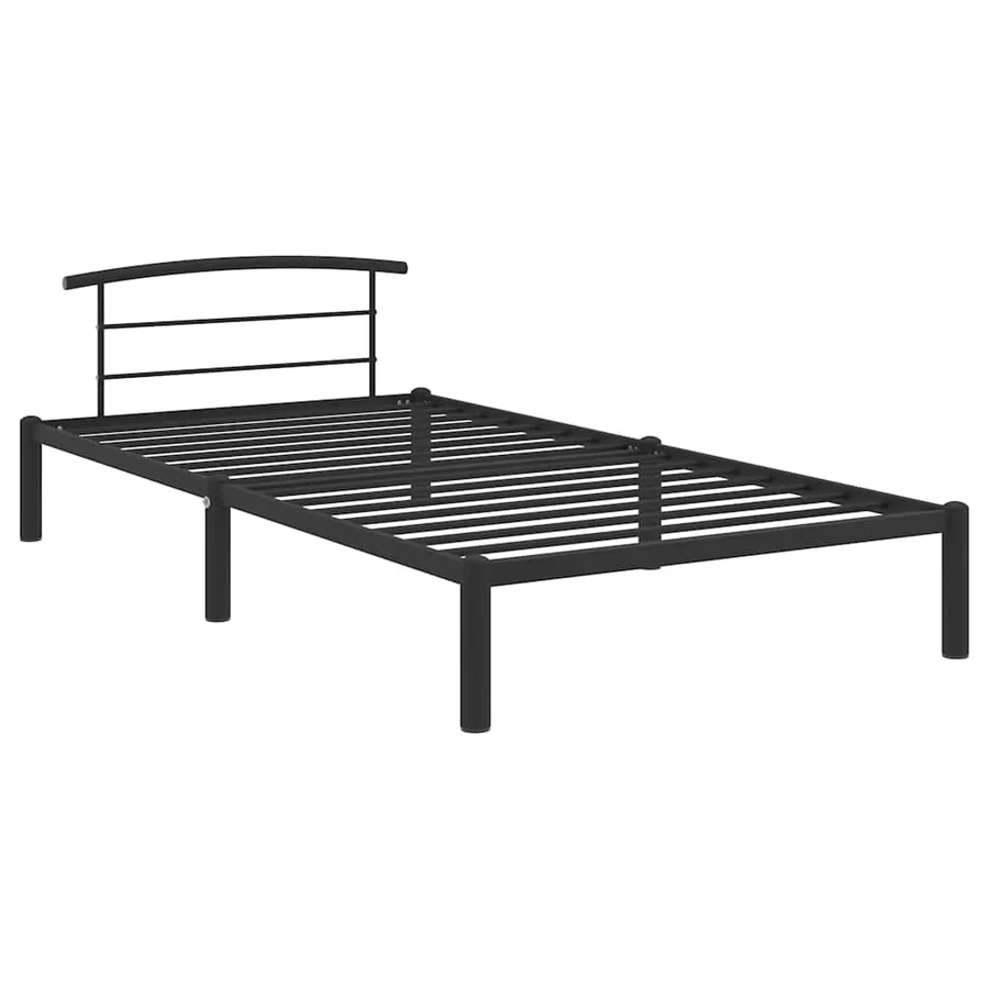 Cadre de lit sans matelas noir métal 90x200 cm - 2