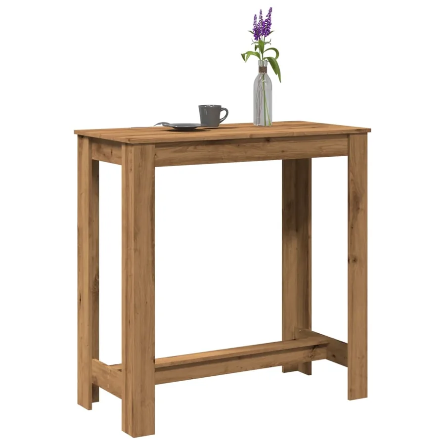 Table de bar chêne artisanal 102x50x103,5 cm bois d'ingénierie