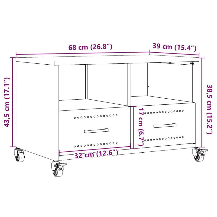 Meuble TV noir 68x39x43,5 cm acier - 13