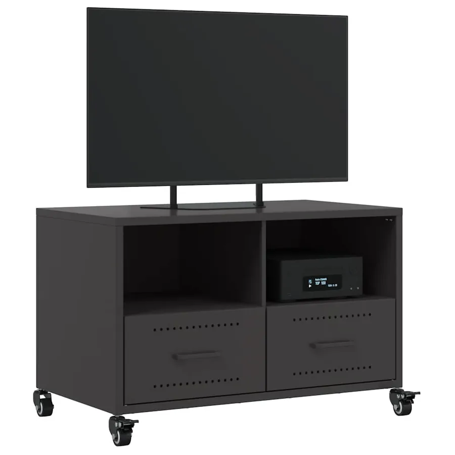 Meuble TV noir 68x39x43,5 cm acier - 4
