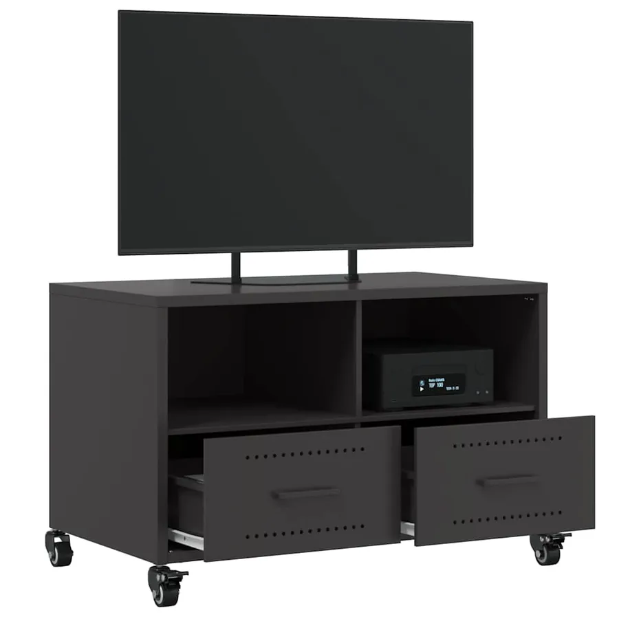 Meuble TV noir 68x39x43,5 cm acier - 5