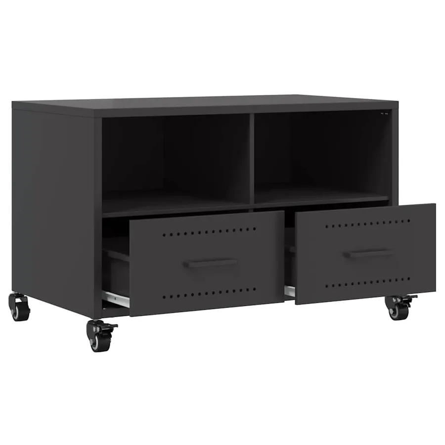 Meuble TV noir 68x39x43,5 cm acier - 9
