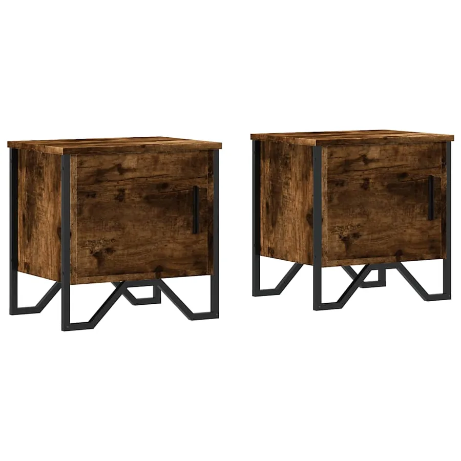 Tables de chevet 2 pcs chêne fumé 40x30x40 cm bois d'ingénierie - 2
