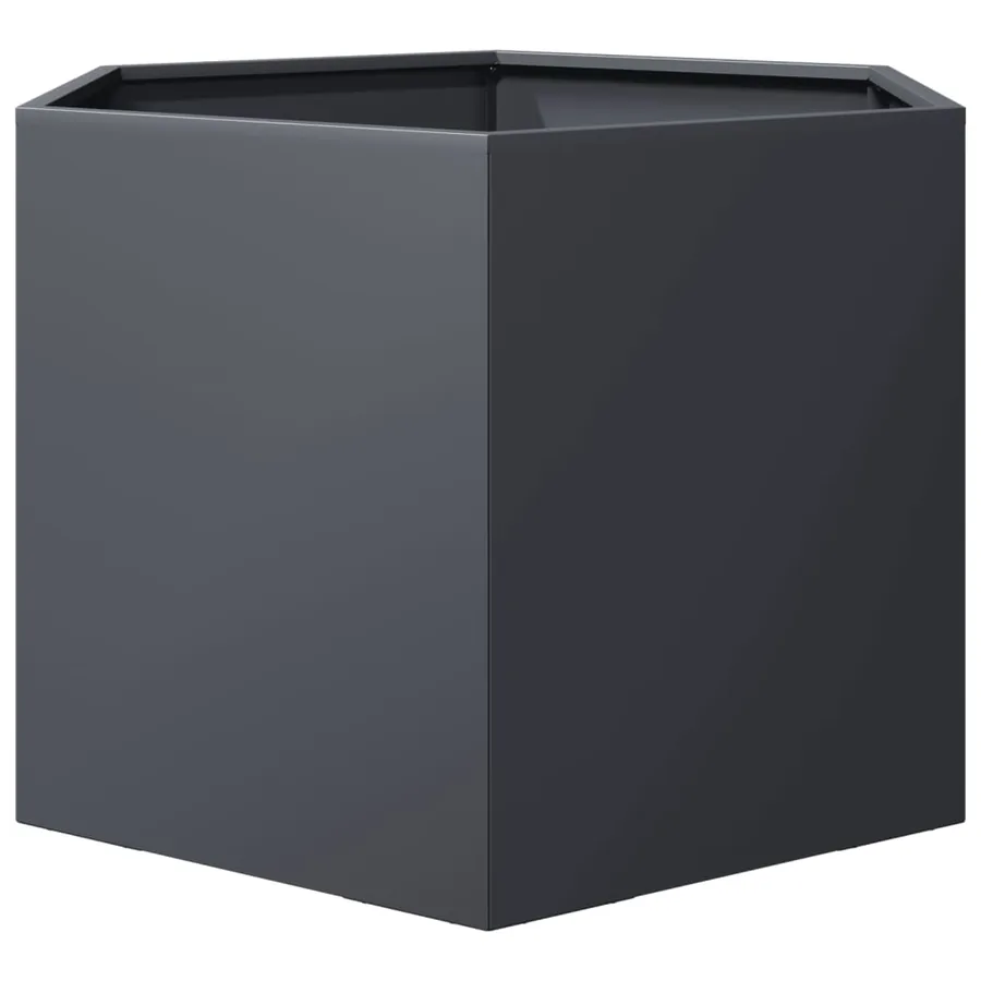 Jardinière anthracite hexagone 69x60x45 cm acier - 4