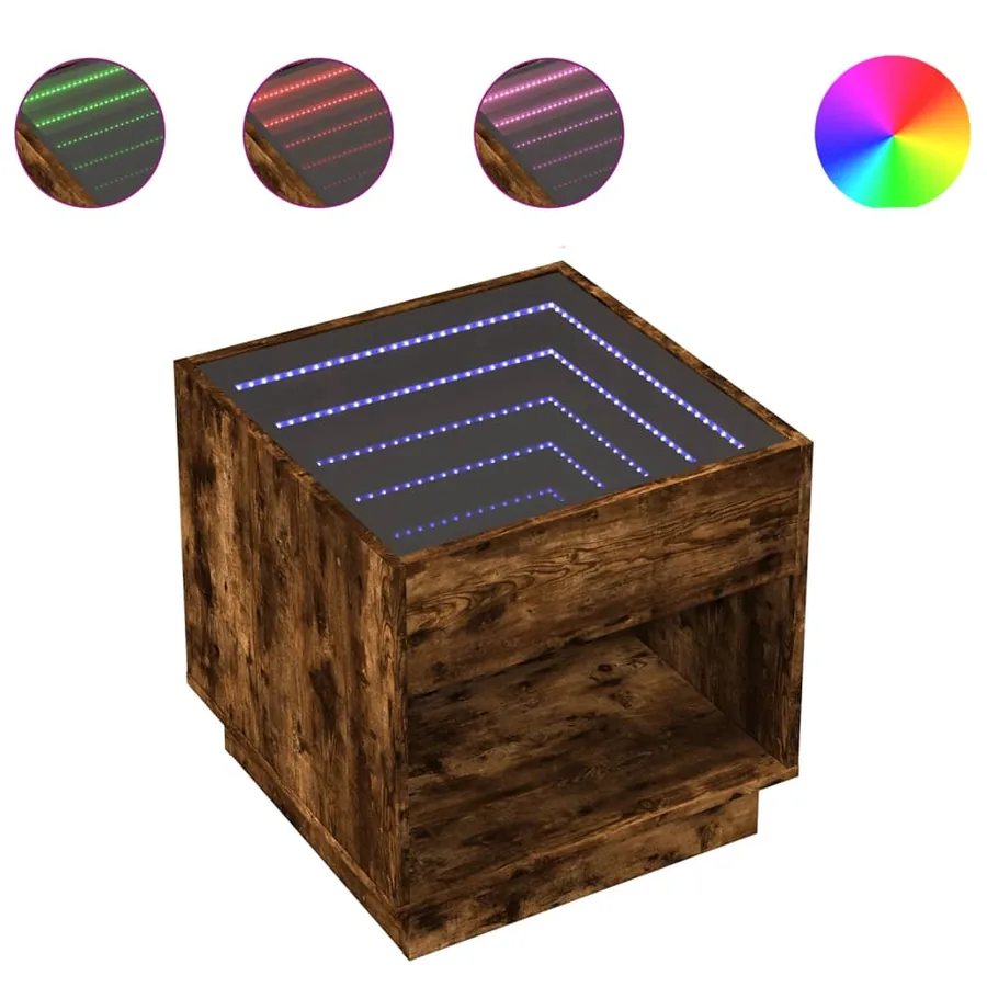 Table basse avec LED Infinity chêne fumé 50x50x50 cm - 2