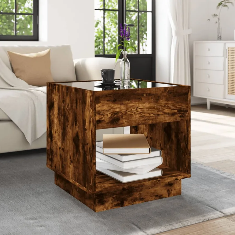Table basse avec LED Infinity chêne fumé 50x50x50 cm - 4