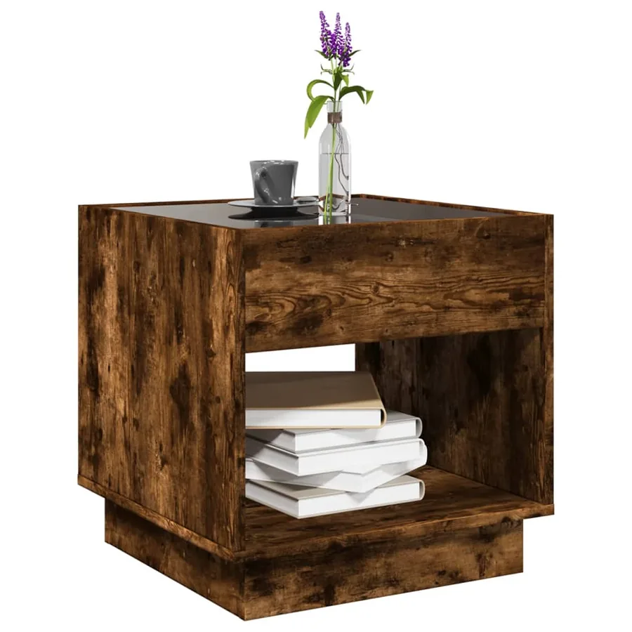 Table basse avec LED Infinity chêne fumé 50x50x50 cm - 5