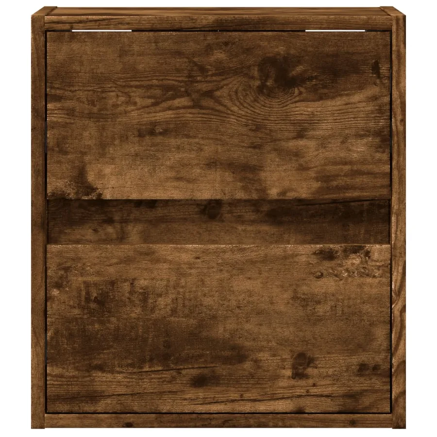 Table de chevet murale avec lumières LED chêne fumé - 6