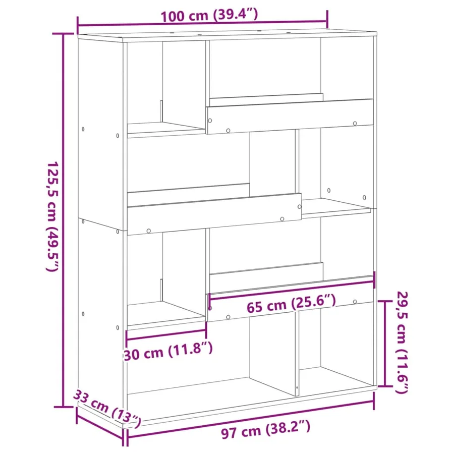 Cloison de séparation blanc 100x33x125,5 cm bois d'ingénierie - 9