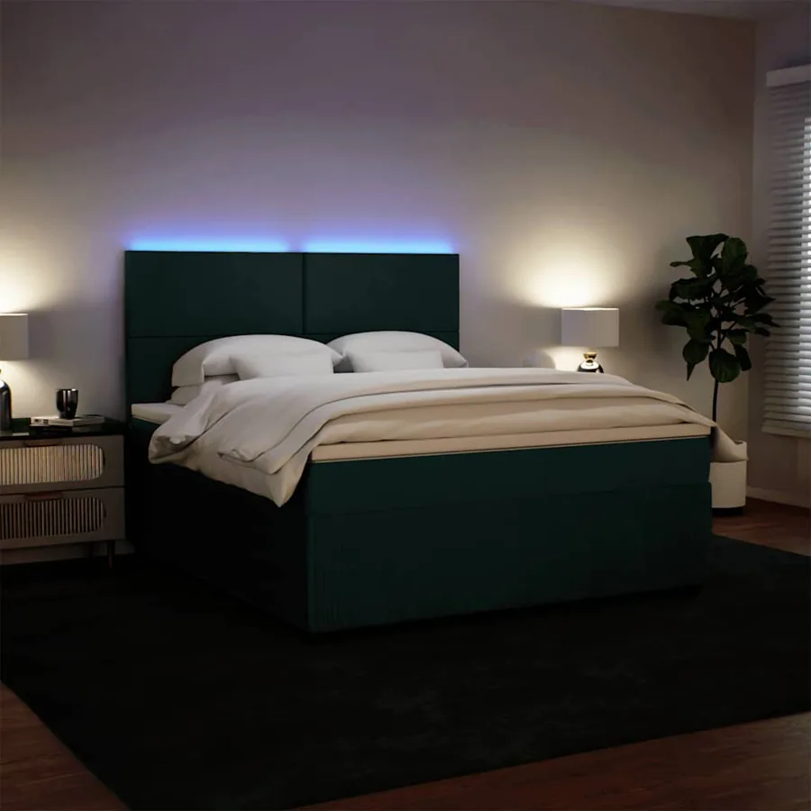 Sommier à lattes de lit et matelas Vert foncé 180x200cm Velours - 4