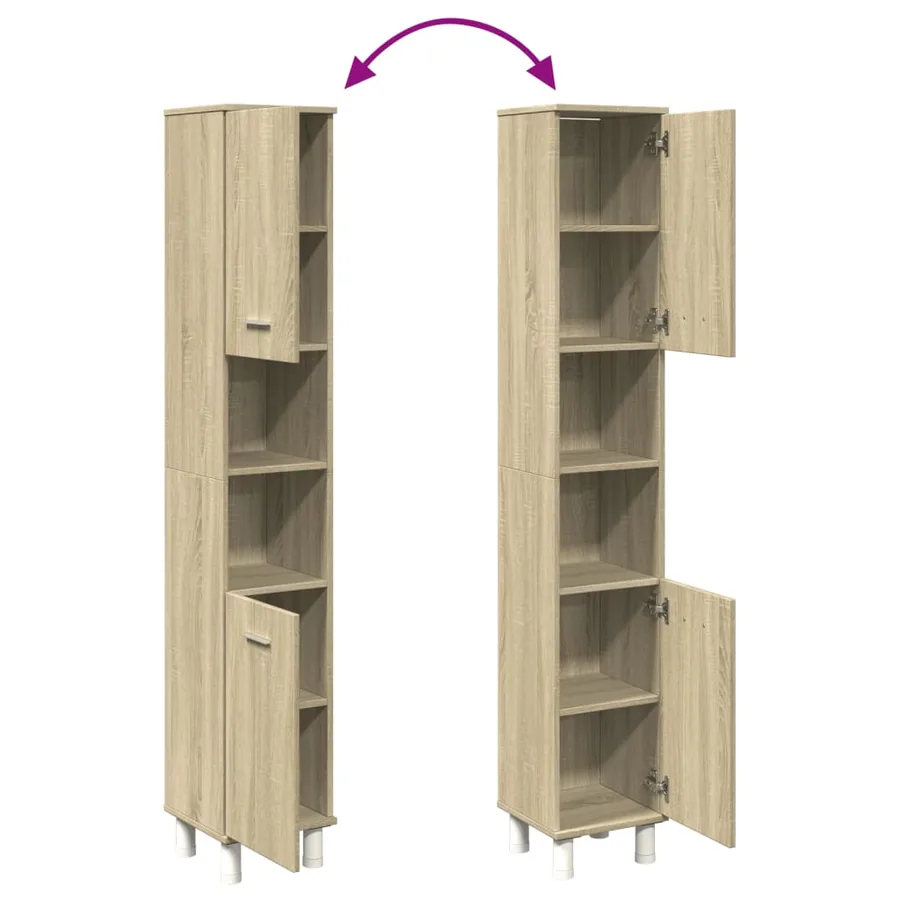Armoire de salle de bain chêne sonoma 30,5x30x179 cm - 7