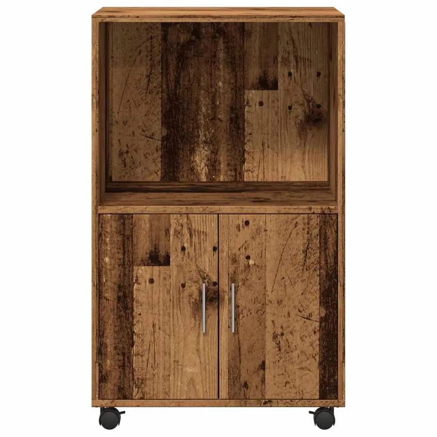 Armoire à roulettes vieux bois 55x40x91 cm bois d'ingénierie - 4