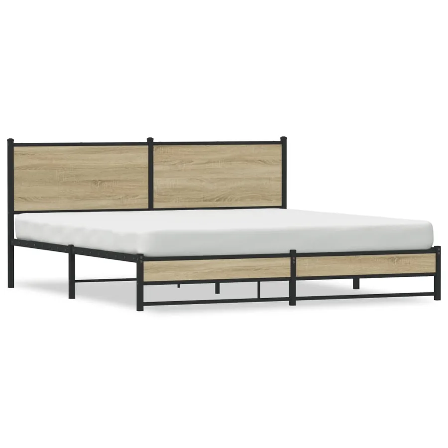 Cadre de lit en métal sans matelas chêne sonoma 183x213 cm - 2