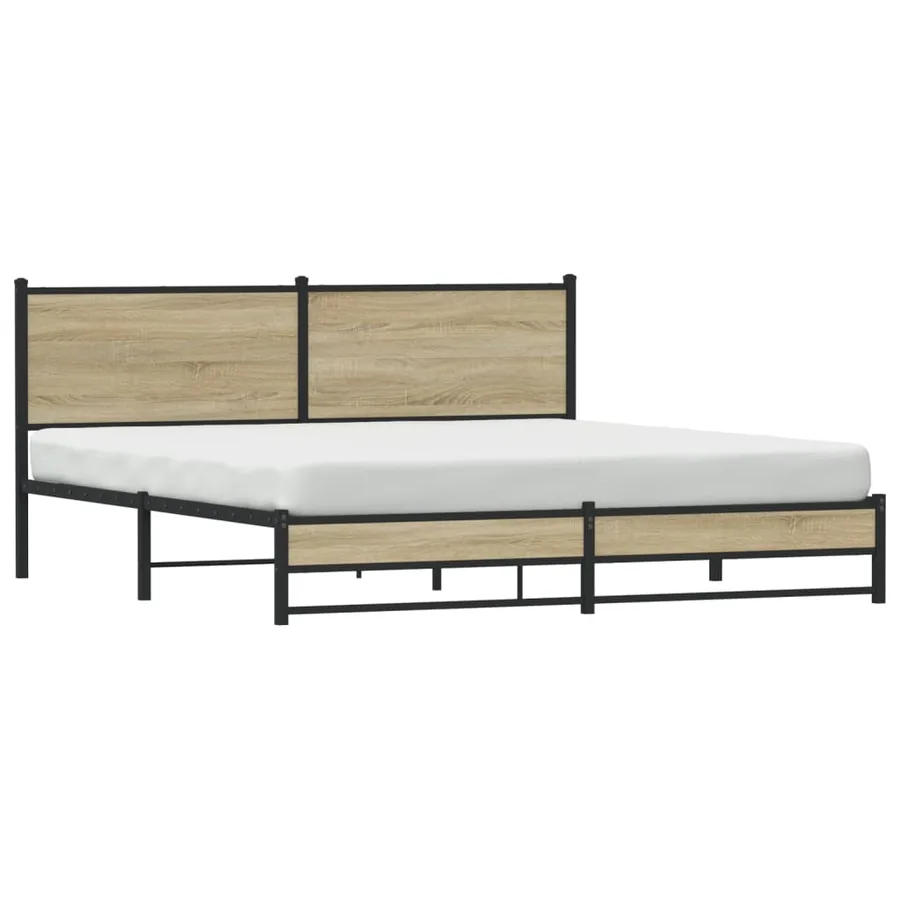 Cadre de lit en métal sans matelas chêne sonoma 183x213 cm - 3