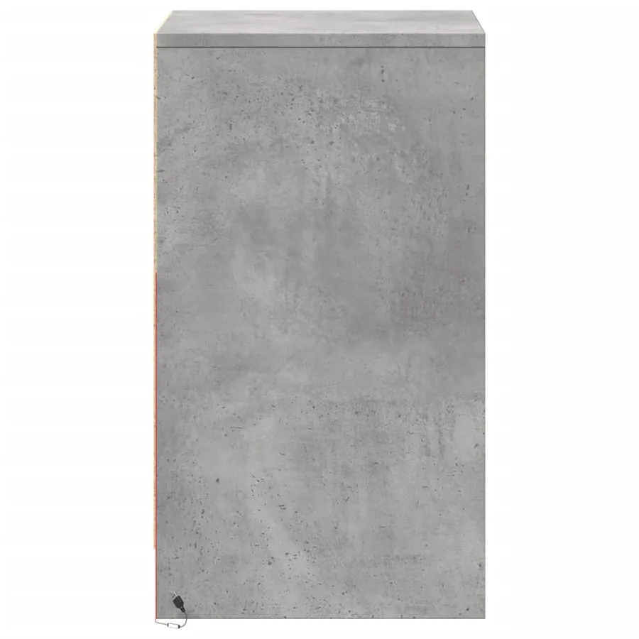 Armoire de chevet et lumières LED gris béton bois d'ingénierie - 7