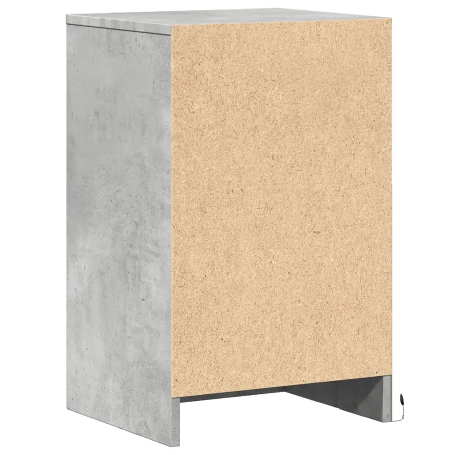 Armoire de chevet et lumières LED gris béton bois d'ingénierie - 8
