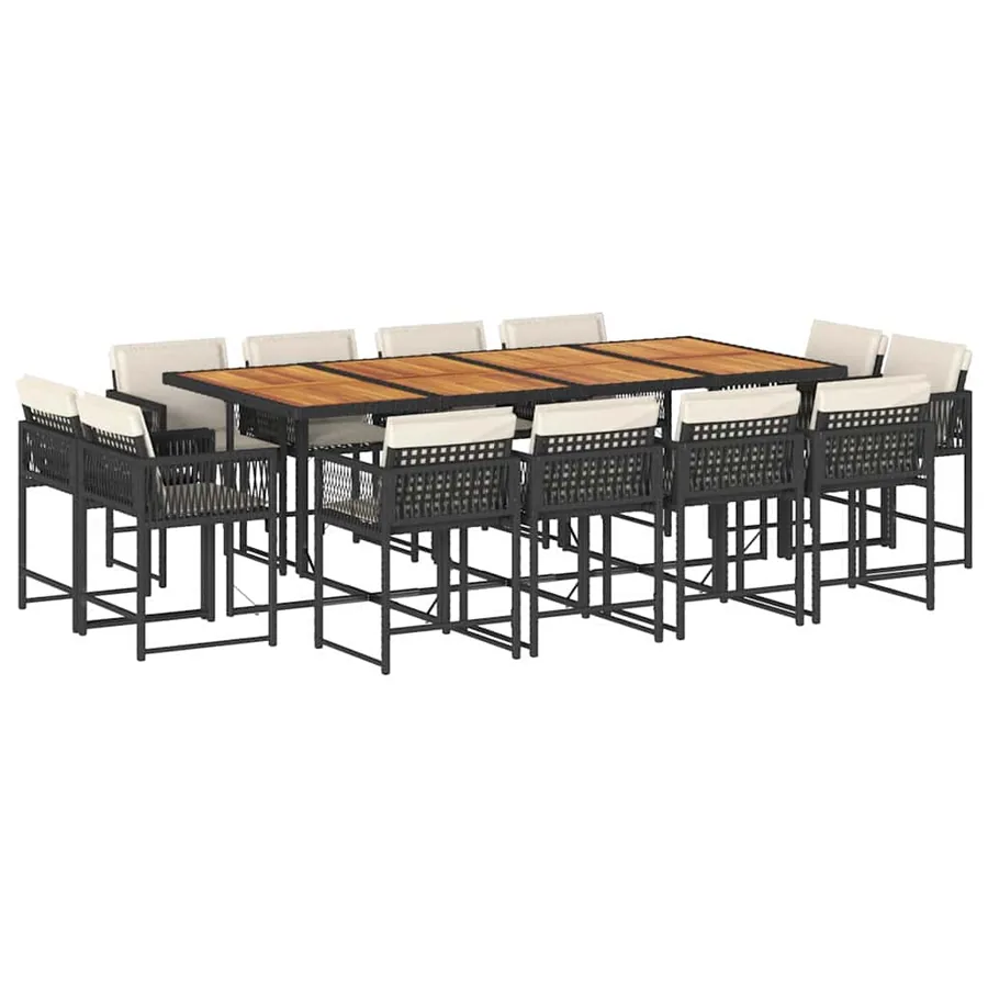 Ensemble à manger de jardin 13 pcs coussins noir résine tressée - 2