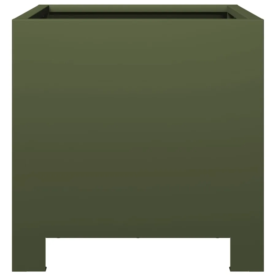 Jardinière vert olive 30x30x30 cm acier - 4