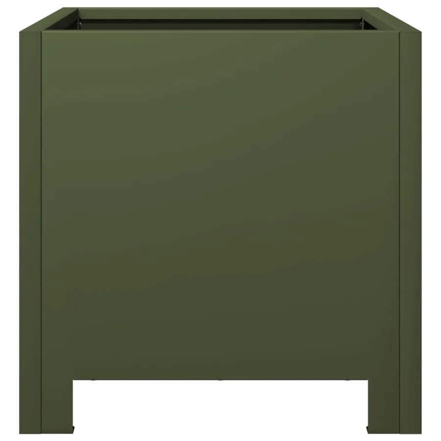 Jardinière vert olive 30x30x30 cm acier - 5